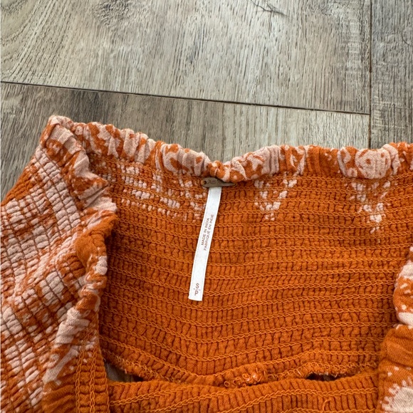 Free People Boho Orange Floral Flowey Pants Size S - Picture 5 of 5